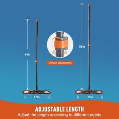 Mops for Floor Cleaning 3 Washable Pads Extendable 55″ Handle Orange
