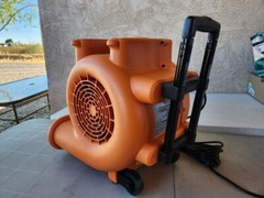 RIDGID 3-Speed Blower Fan Air Mover with Collapsible Handle and Rear Wheels