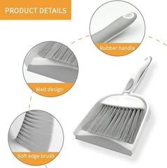 Dust pan, Small Broom and Dustpan Set, Mini Brush 1pcs, Gray