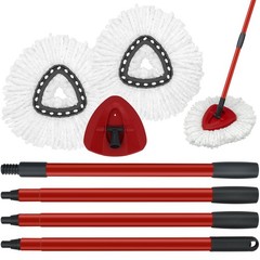 Mop Replace Heads Handle and 1 Sets + 2 White + 1 Base