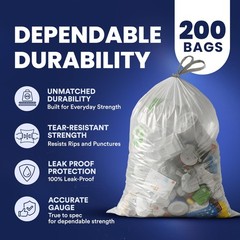 Plasticplace 13 Gallon Trash Bags 1.0 Mil Clear Extra Tall Drawstring Garbage