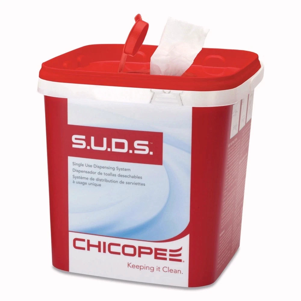 Chicopee 0727 7.5 in. x 7.5 in. x 8 in. S.U.D.S Bucket w/ Lid – RD/WT (6/CT) New
