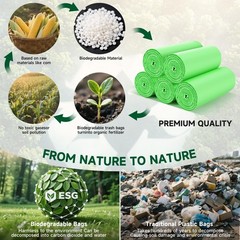 2-Gallon Green Small Garbage Bags – Compostable Mini Trash Bag 100 Count Unsc…