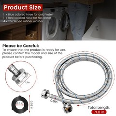 6Ft Stainless Steel Washing Machine Hose by Puxyblue for All Washers – 2 Pack…