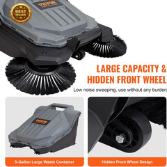 VEVOR Push Floor Sweeper 25.6″ Manual Cleaner Yard Garage Patio
