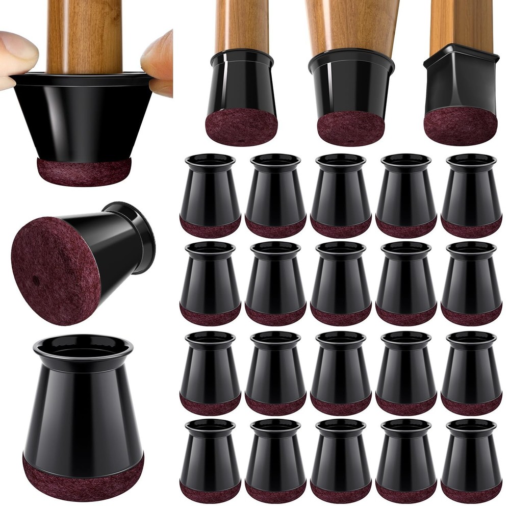 BUMACO Chair Leg Floor Protectors Universal XS, Black-20 Pcs