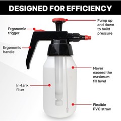 KOTA 1 L Adjustable Hand Pump Pressure Sprayer, Heavy-Duty Multipurpose White
