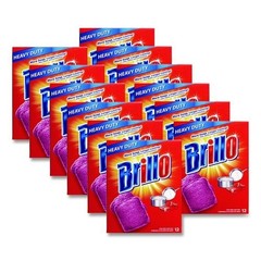 Brillo Steel Wool Soap Pads, 3 x 3, Gray/Pink, 12 Pads/Box, 12 Boxes/Carton