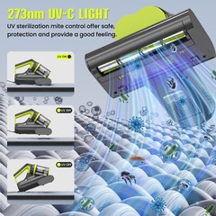 Mattress Vacuum Cleaner, 15Kpa Strong Suction Bed Vacuum with 273nm UV-C Light