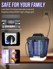 Bug Zapper Outdoor, Mosquito Zapper with LED Light, Fly Zapper Outdoor Indoor, I