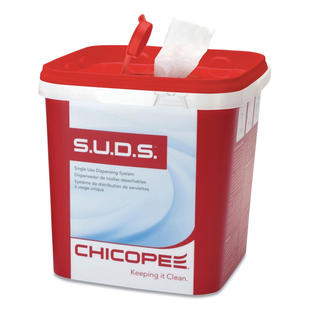 Chicopee 0727 7.5 in. x 7.5 in. x 8 in. S.U.D.S Bucket w/ Lid – RD/WT (6/CT) New