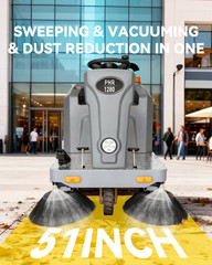 50.4″ Ride-on Floor Sweeper Industrial Machine 26.5 Gallon Dustbin 92600 Sqft/h