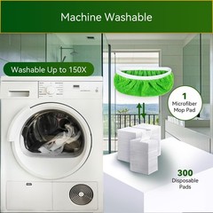 3 Pack Reusable Microfiber Mop Pads Compatible 25.5×11.5cm, 3 (Green)