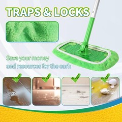 AmaVins Reusable 100% Coral Fleece Mop Pads 10.3” x 4.4”, A-green 3 Pack