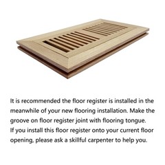 Homewell White Oak Wood Floor Register, 4×10 Inch with Damper,