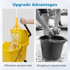 35 Quart Commercial Mop Bucket with Industrial Mop for Floor Cleaning,Yellow