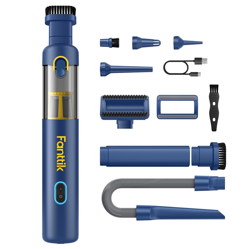 Fanttik Slim V8 APEX Car Vacuum, 4-in-1 Portable Mini Cordless Vacuum Blue
