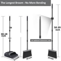 kelamayi Broom and Dustpan Set for Home, Office, Indoor&Outdoor Black&gray