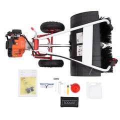 52cc 2 Stroke Gas Power Sweeper Broom Driveway Turf Grass Snow Cleaning Machine