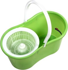 Tekno Green Spin Mop Genie w/ Removable Mop Head Drain Bucket New w/o Box