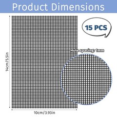 15Pcs Cleaning Screens for Toilets Mesh Pads Bowl Black