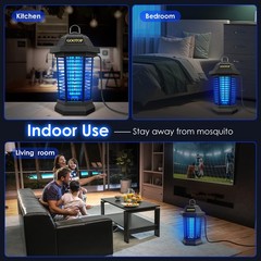 GOOTOP Bug Zapper Outdoor, Mosquito Zapper, 4200V 3 Prong Plug Large, BLACK