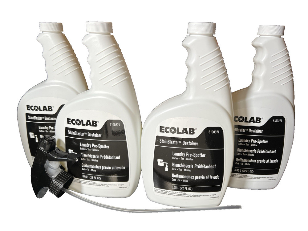 Lot of 4 Ecolab 6100374 Stain Blaster Destainer Laundry Pre-Spotter W/ Sprayer