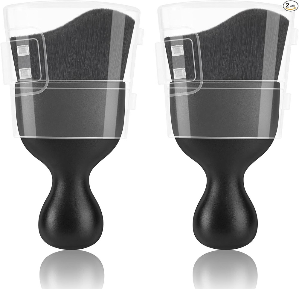 2-Piece Car Interior Detailing Brush Set with Soft Bristles for D Color: Black