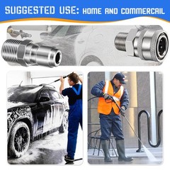3/8 Inch Pressure Washer Quick Connect Fittings,Stainless 8 Pack, sliver