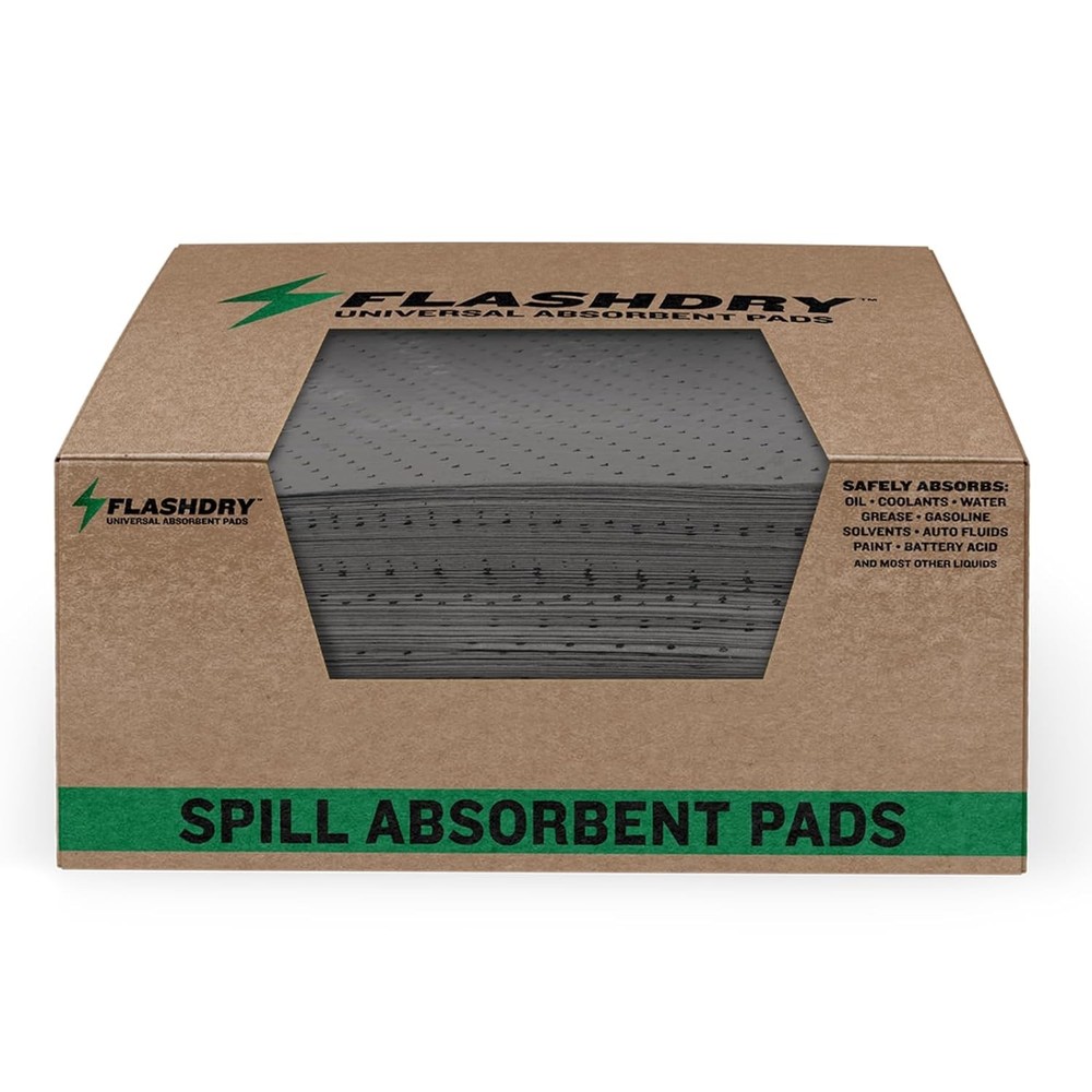 FlashDry Universal Absorbent Pads Spill Liquid Oil Water Made in USA