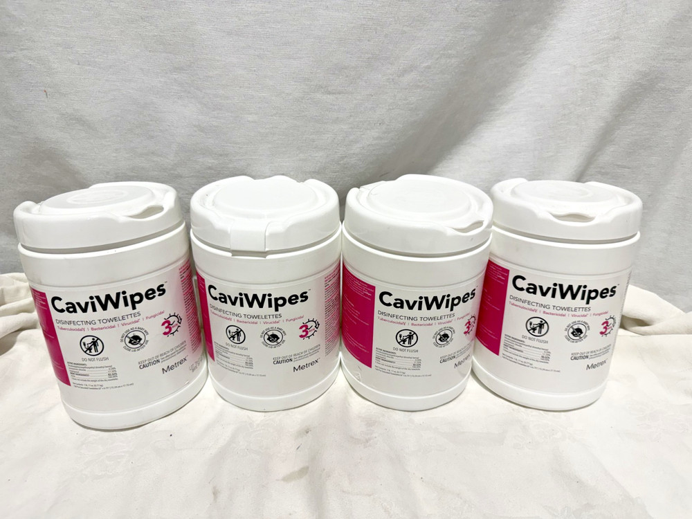 LOT OF 4 Metrex CaviWipes 13-1100 Disinfecting Wipes Towelettes 160ct Exp 2028