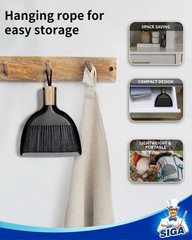 MR.SIGA Mini Dustpan and Brush Set, Portable Cleaning 7.1*6.2*1.7 in, Black