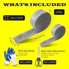 Steel wool 2 pack 3x10FT mice control with gloves and scissors SIMBASTEEL