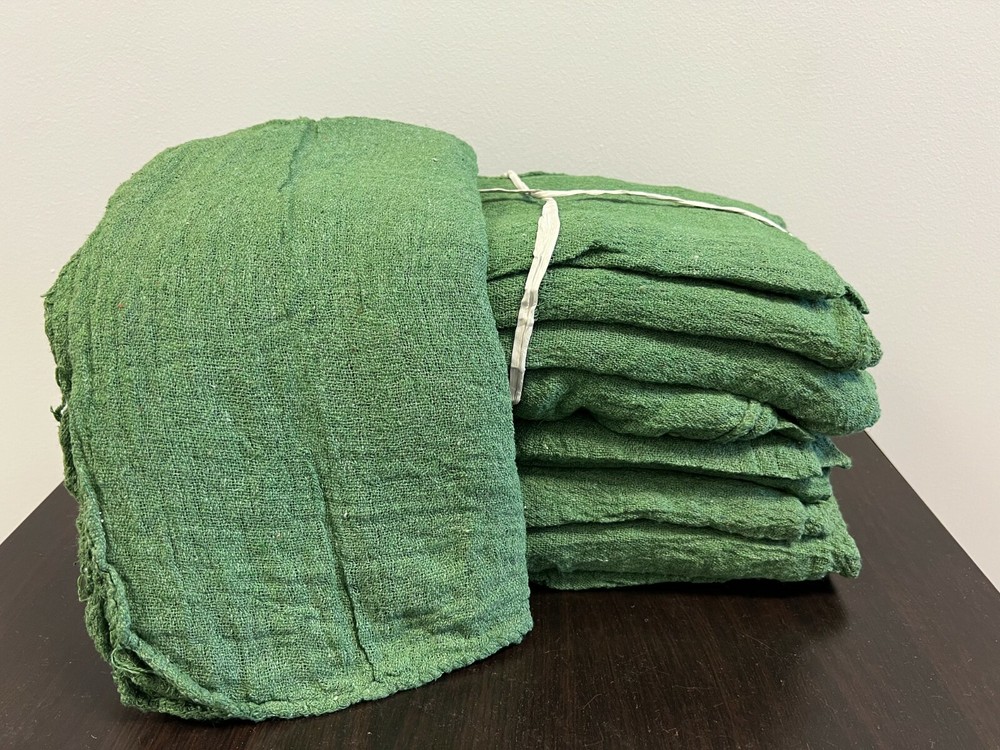 500 PIECES NEW GREEN INDUSTRIAL SHOP RAGS CLEANING TOWELS