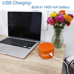 Vishui Mini Desk Vacuum Cleaner, Rechargeable Cordless Handheld Crumb Orange