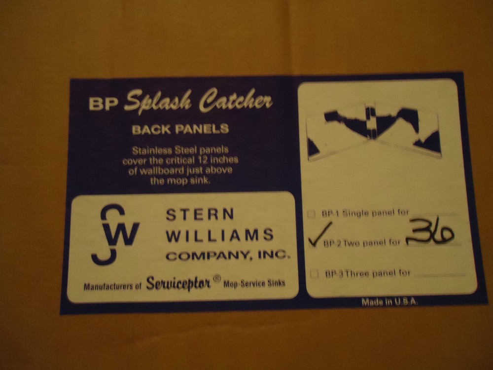 Stern Williams # BP-2 Two Stainless Steel Splash Catchers Back Panel for 36 in