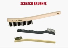 Weiler 44119 Brass Bristle Brush 0.006″ Wire Size, 5″ Length, Hardwood Handle