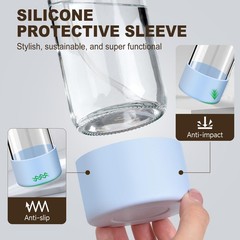 Glass Spray Bottles with Silicone Sleeves (2 Pack, 16 oz), Mist Green & Grey
