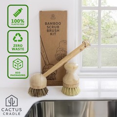 Cactuscradle Cactus Cradle Bamboo Scrub Brush Kit 4-Piece Dish Brush Set 2