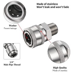 Hotop NPT 3/8 Inch Stainless Steel Inch, Internal Thread, External Thread
