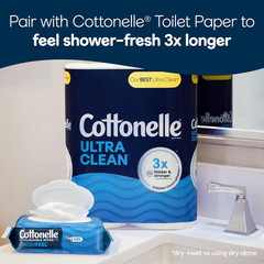 Cottonelle Fresh Feel Flushable Wet Wipes, Adult Wet Wipes, 8 Flip-Top Packs, 42