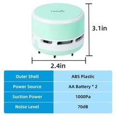 tenwin Mini Vacuum Cleaner, Portable Desktop Cordless, Handheld Green