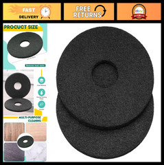 12″ Black Scrubbing Pads for Floor Buffers – Non-Woven Cleaning Pads, 2 Pack