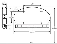 KOALA KARE KB208-01 OVAL BABY CHANGING STATION Grey Surface Wall Horizontal