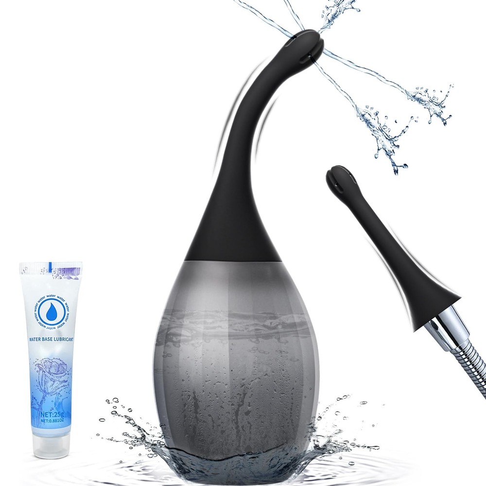 Enemas Anal Douches for Men Women – Anti Backflow Enema Bulb with Black