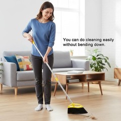 Gloffer Soft Bristles Broom for Indoor Sweeping, Household Cleaning Yellow