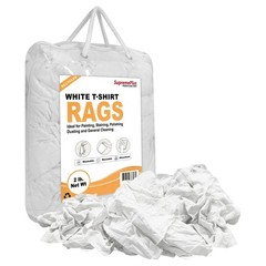Recycled White Knit T-Shirt Cotton Wiping Rags – 24 lbs. Case 12 x 2 lbs. Bags
