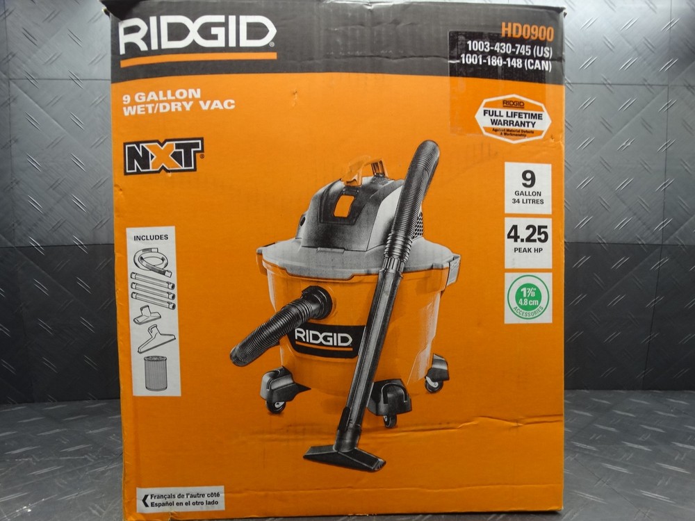 RIDGID 9 Gal. 4.25 Peak HP NXT Shop Vacuum Wet Dry Vac w/ Filter Locking Hose