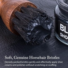 Horsehair Dauber Brush Set, Shoe Shine Polish Applicators for Leather Boots,