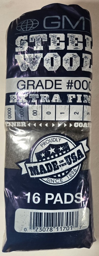 GMT 117001 Steel Wool Hand Pads Grade 000 (Extra Fine) – 6 packs of 16 pads each